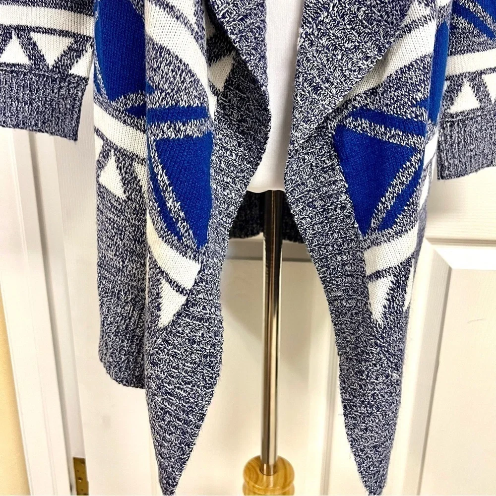 ANTTHONY ORIGINALS Aztec open front waterfall duster cardigans boho oversized XS